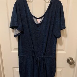 Lularoe Xanthe romper blue medium nwt